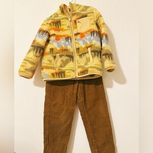 Boys Colorful Old Navy Fleece Jacket and Brown Corduroy Pants Set